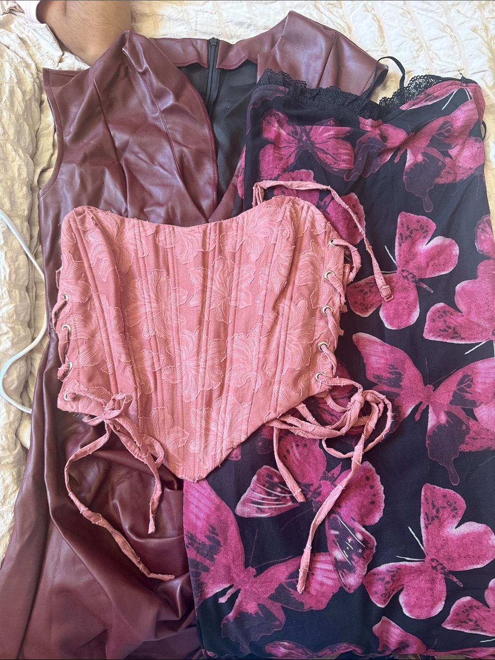 Set of shades of pink clothing